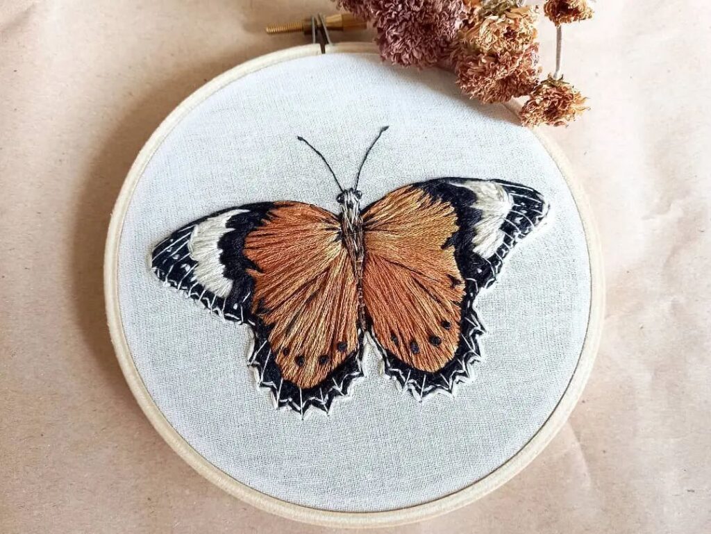 bordado livre de borboleta
