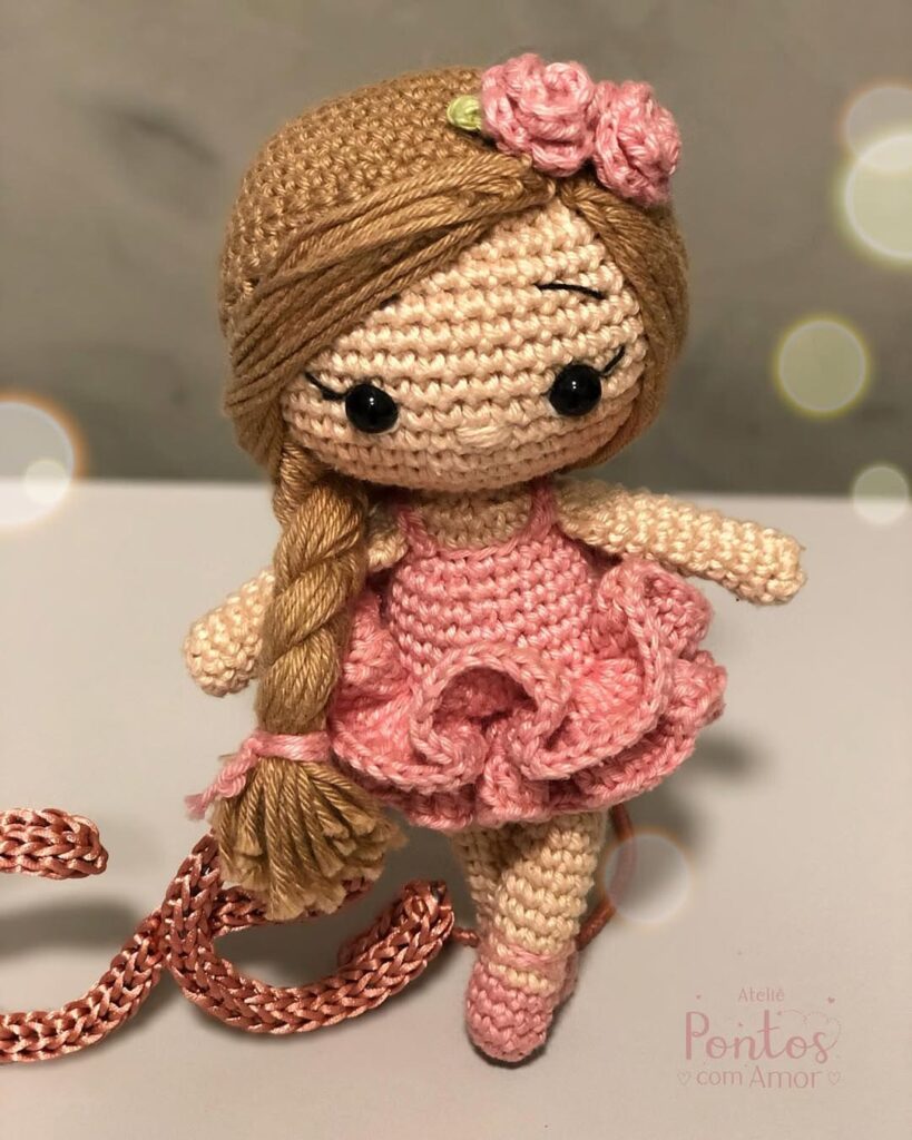 fofa bailarina boneca amigurumi