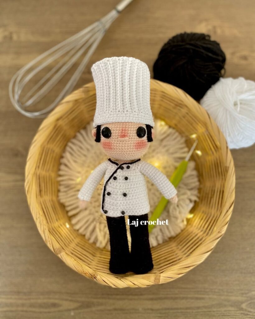 cozinheiro boneca amigurumi