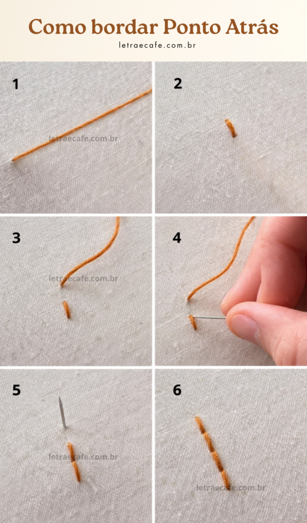 como bordar o ponto atrás.