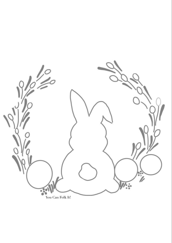 risco de bordado de coelho com flores