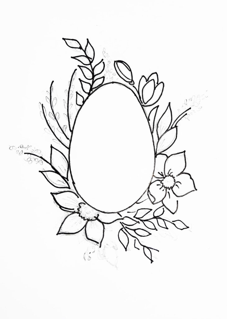 riscos de páscoa para bordar - ovo de páscoa com flores