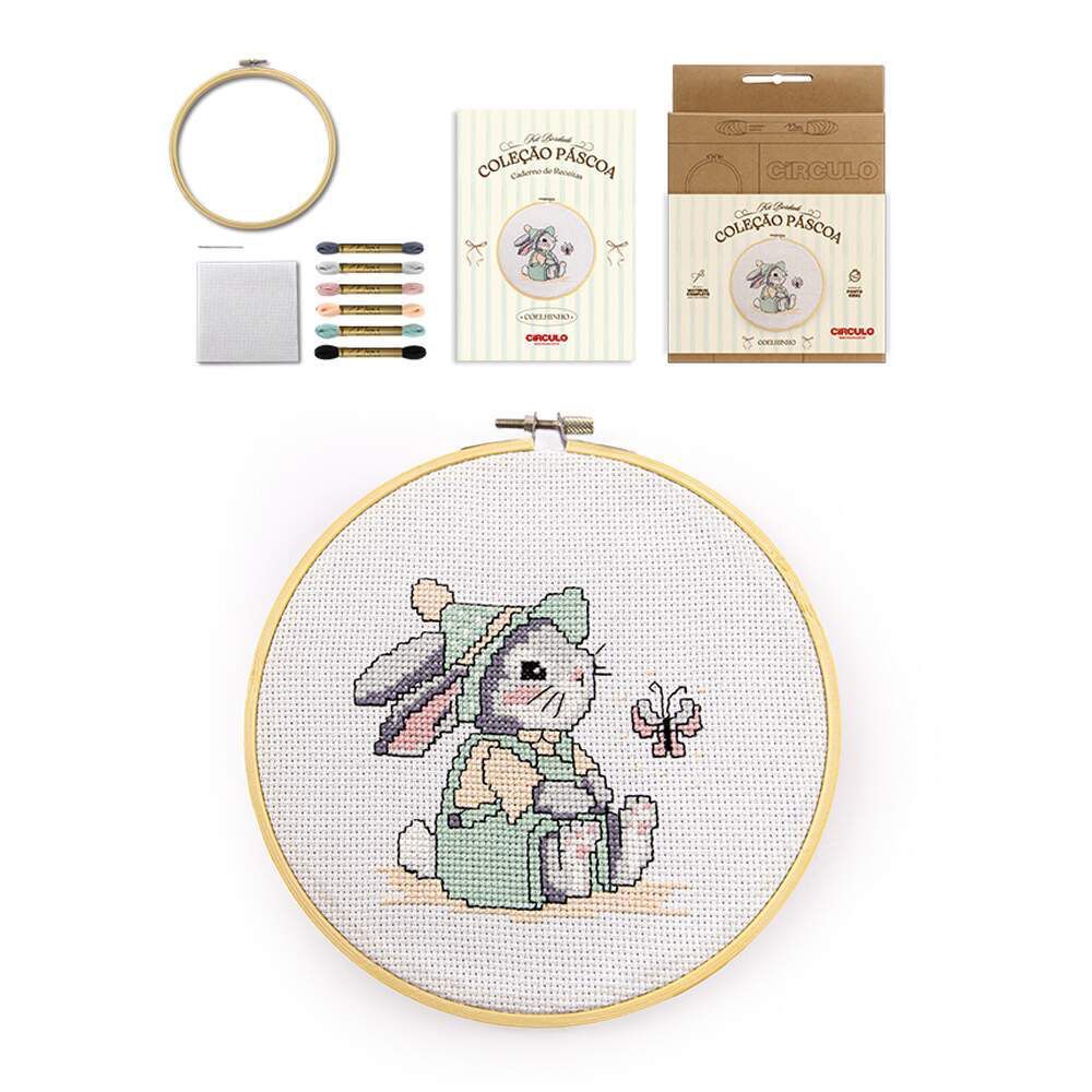 kit para bordar ponto cruz pascoa